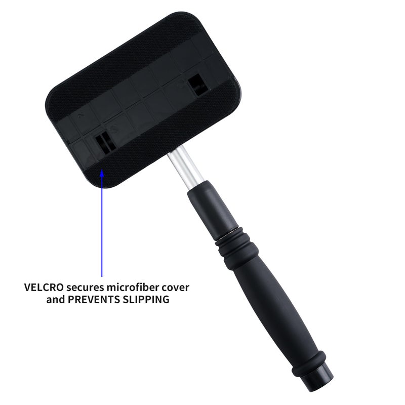 Polyte Pivoting Windshield Glass Cleaning Tool Extendable Aluminum Handle w/3 Premium Microfiber Covers - Image 2